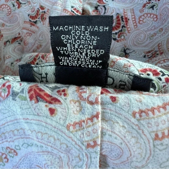 HAROLD'S Paisley Cream Button Down Sleeveless Ivory Rust Floral Women's Size 12 - Picture 4 of 5